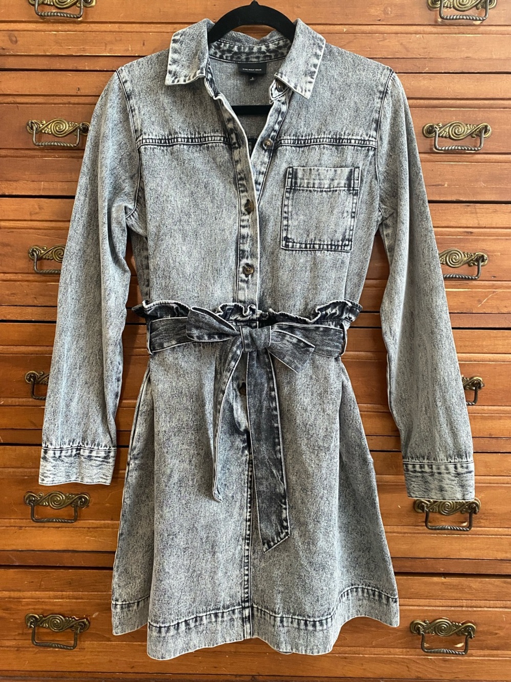 Who What Wear Acid Wash Denim Mini Dress